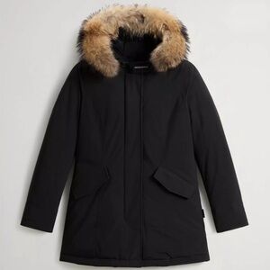 Woolrich Women's Dark Blue Parka with Fur Trim